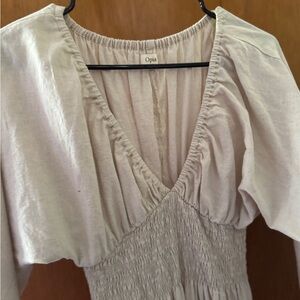 Opia Light Cream V-Neck Dress